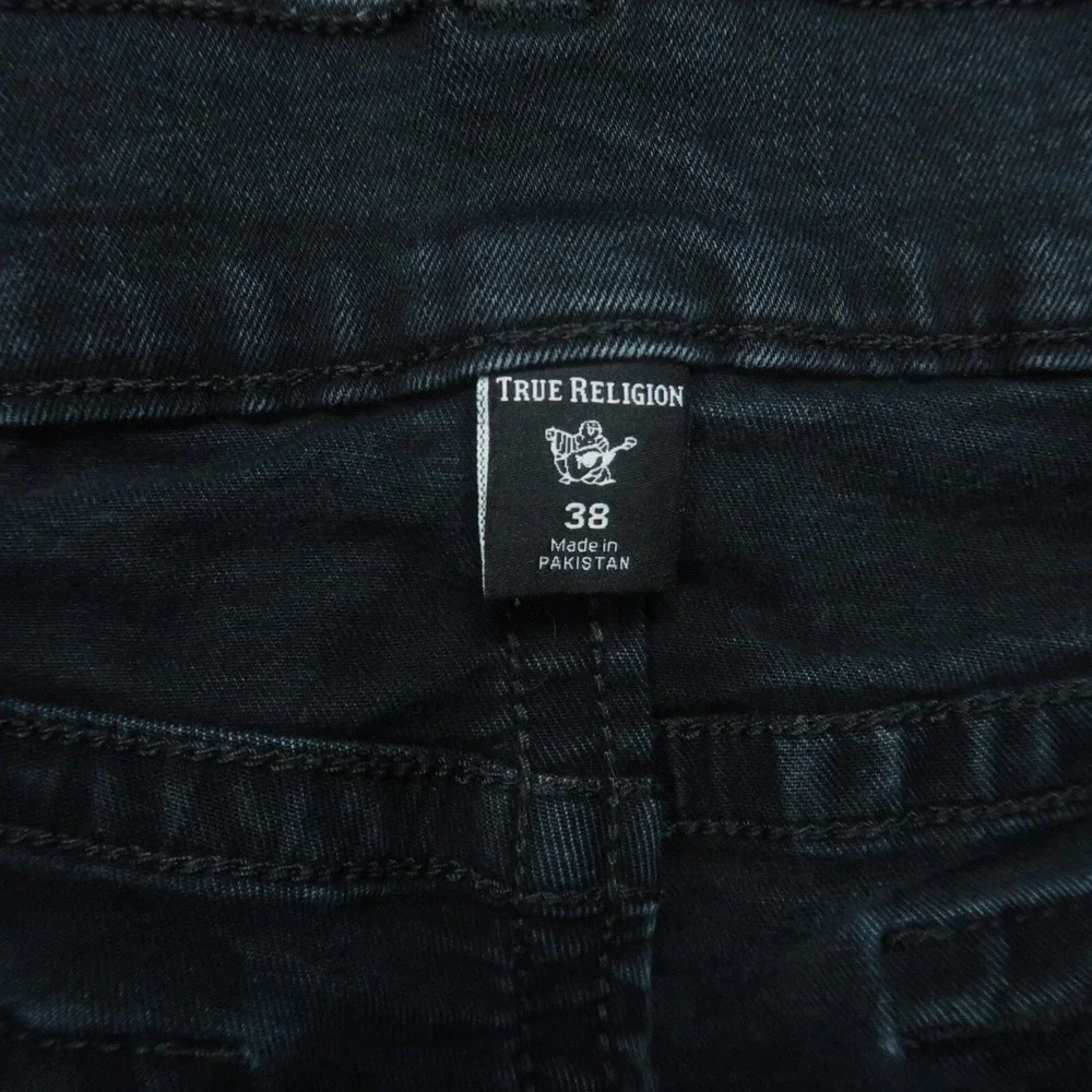 True Religion Jeans Men 38x33 Black Rocco Relaxed Skinny 5 Pocket Stretch